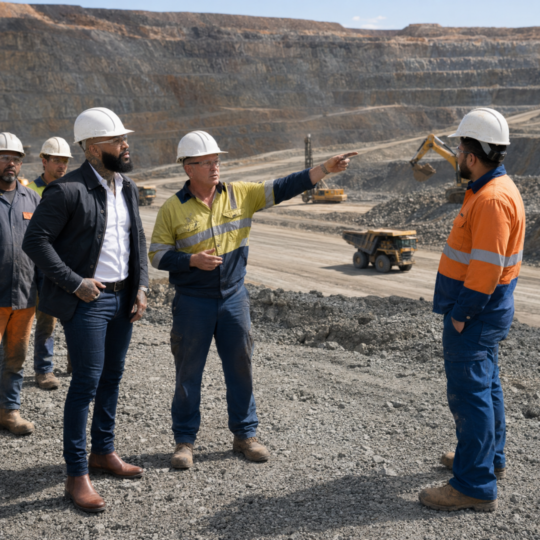  Zane Richardson conducting an investment site assessment at a large-scale open-pit mining operation