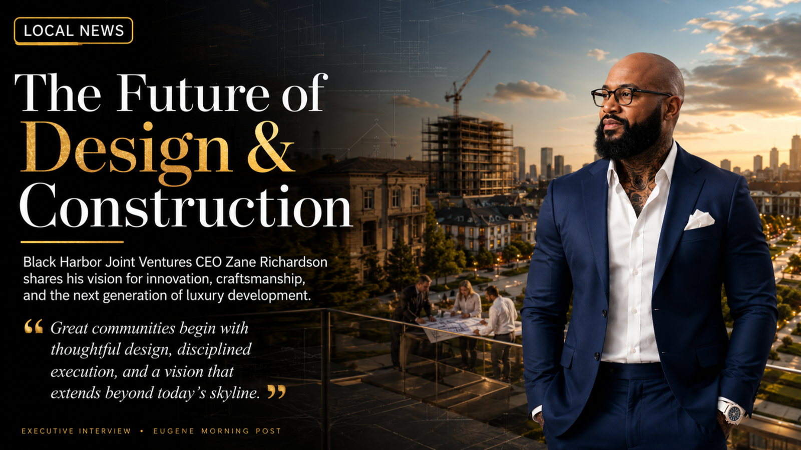 Zane Richardson featured in local news discussing the future of luxury design, construction, innovation and community development